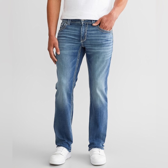 BUCKLE BLACK Nine Straight Stretch Jeans Distressed In Color: Willow - Picture 9 of 9